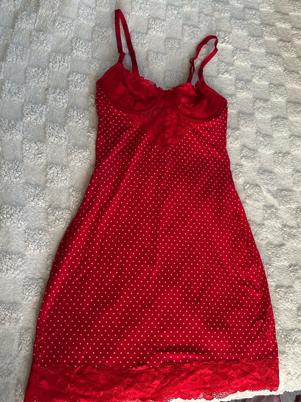 Victoria's Secret Red Polka Dot Lace Chemise